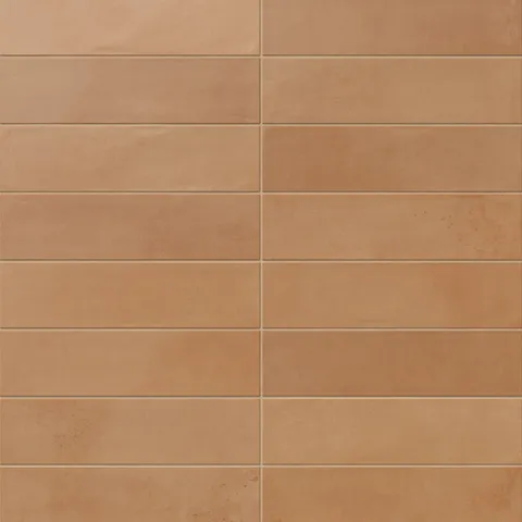 Brown subway porcelain tiles featuring an earthy, handcrafted texture with natural shading.