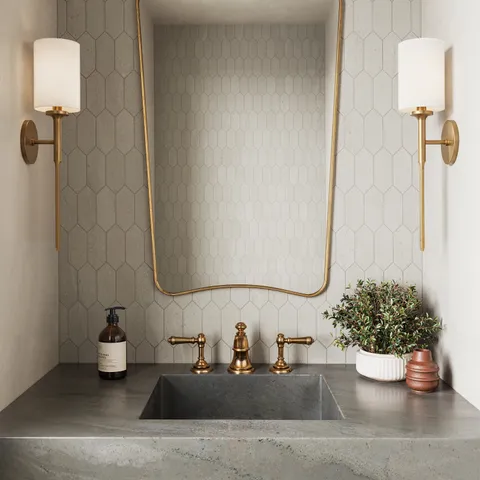 Bryce 2 x 5 Satin Ceramic Picket Mosaic in Off White