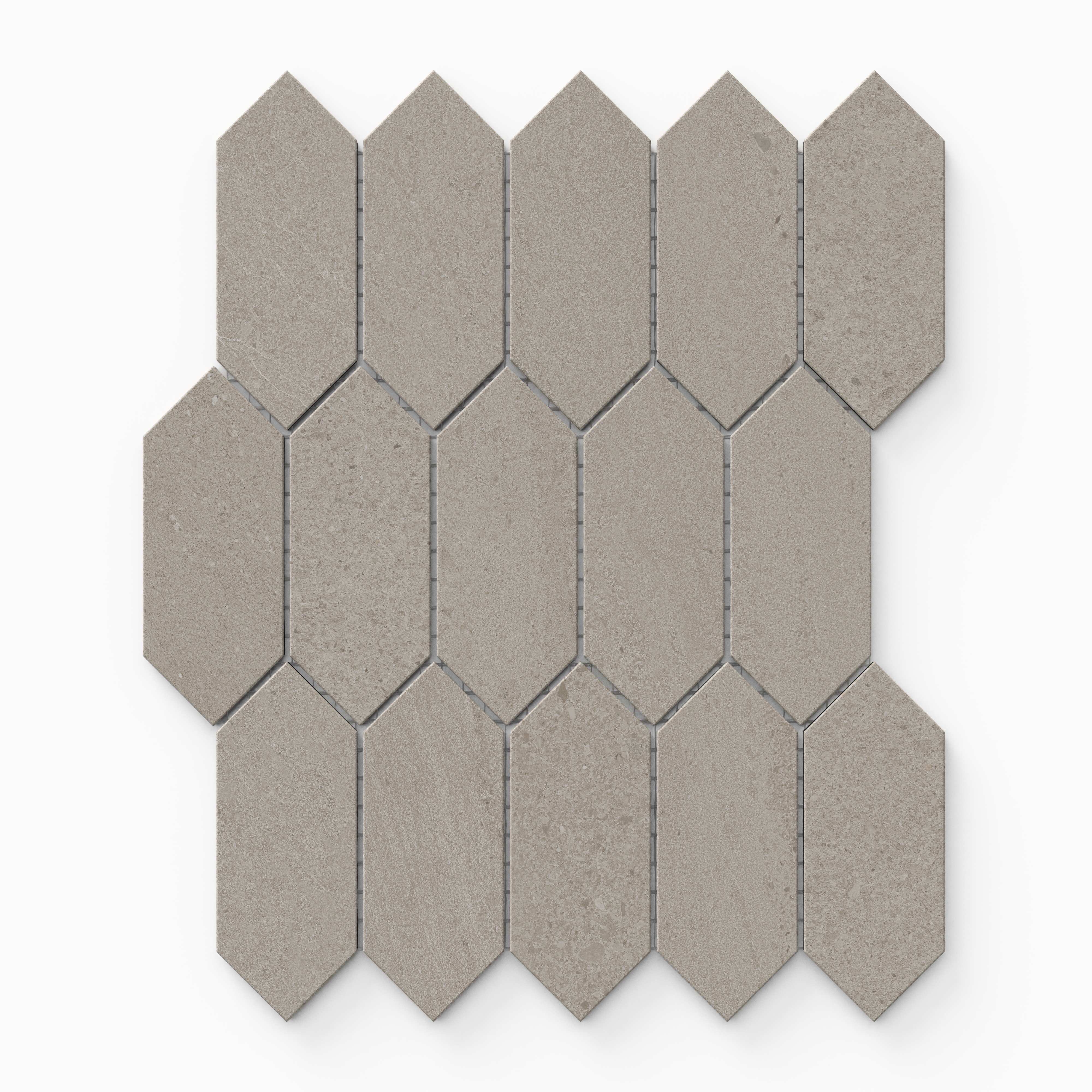 Bryce 2 x 5 Satin Ceramic Picket Mosaic in Greige | Edward Martin