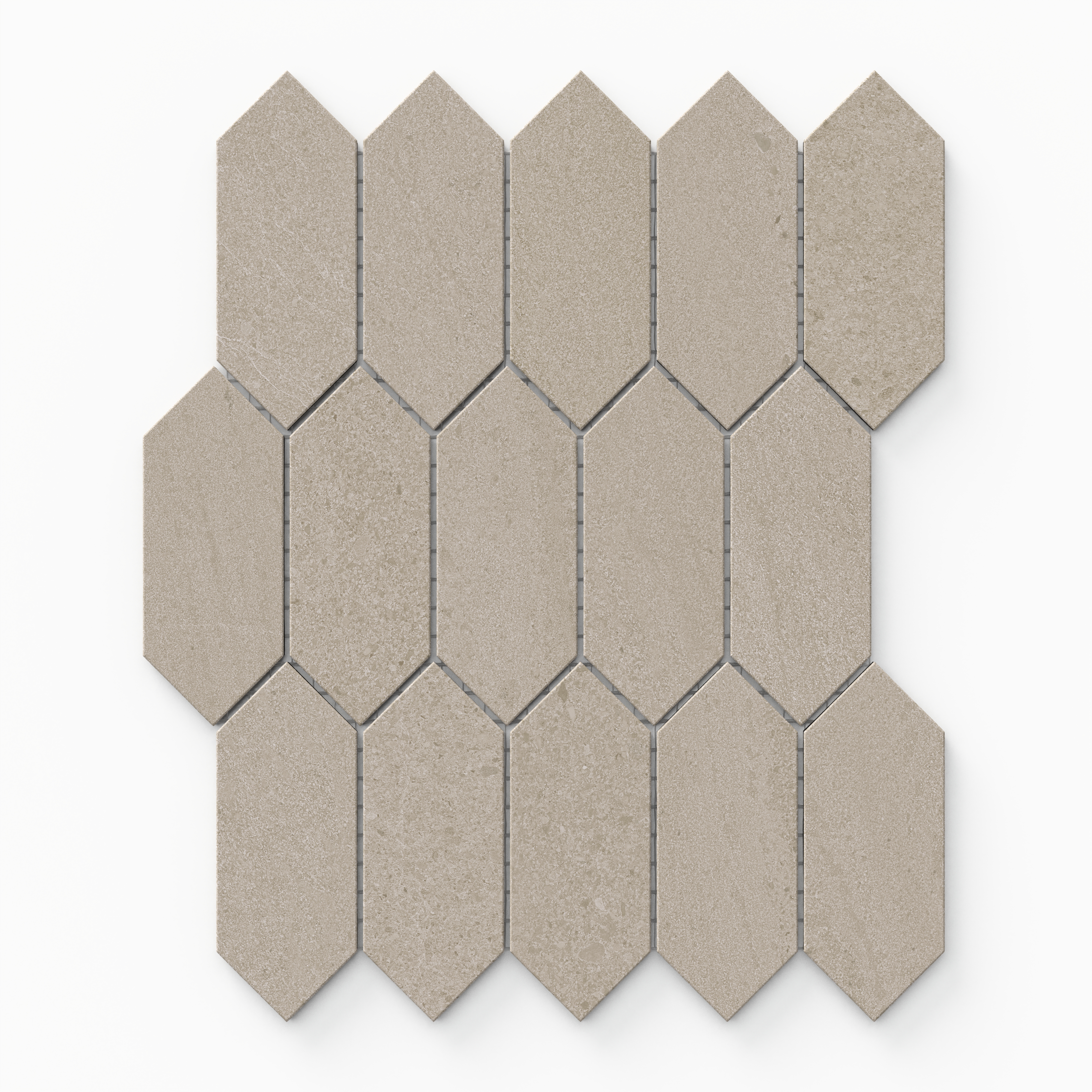 Bryce 2 x 5 Satin Ceramic Picket Mosaic in Greige | Edward Martin