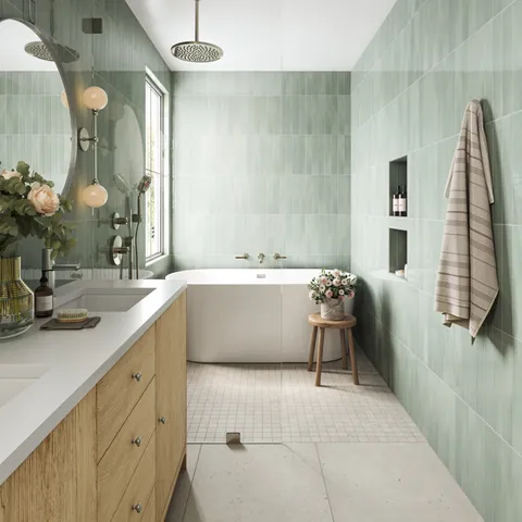 Maisie 2.5 x 16 Glossy Ceramic Tile in Pistachio