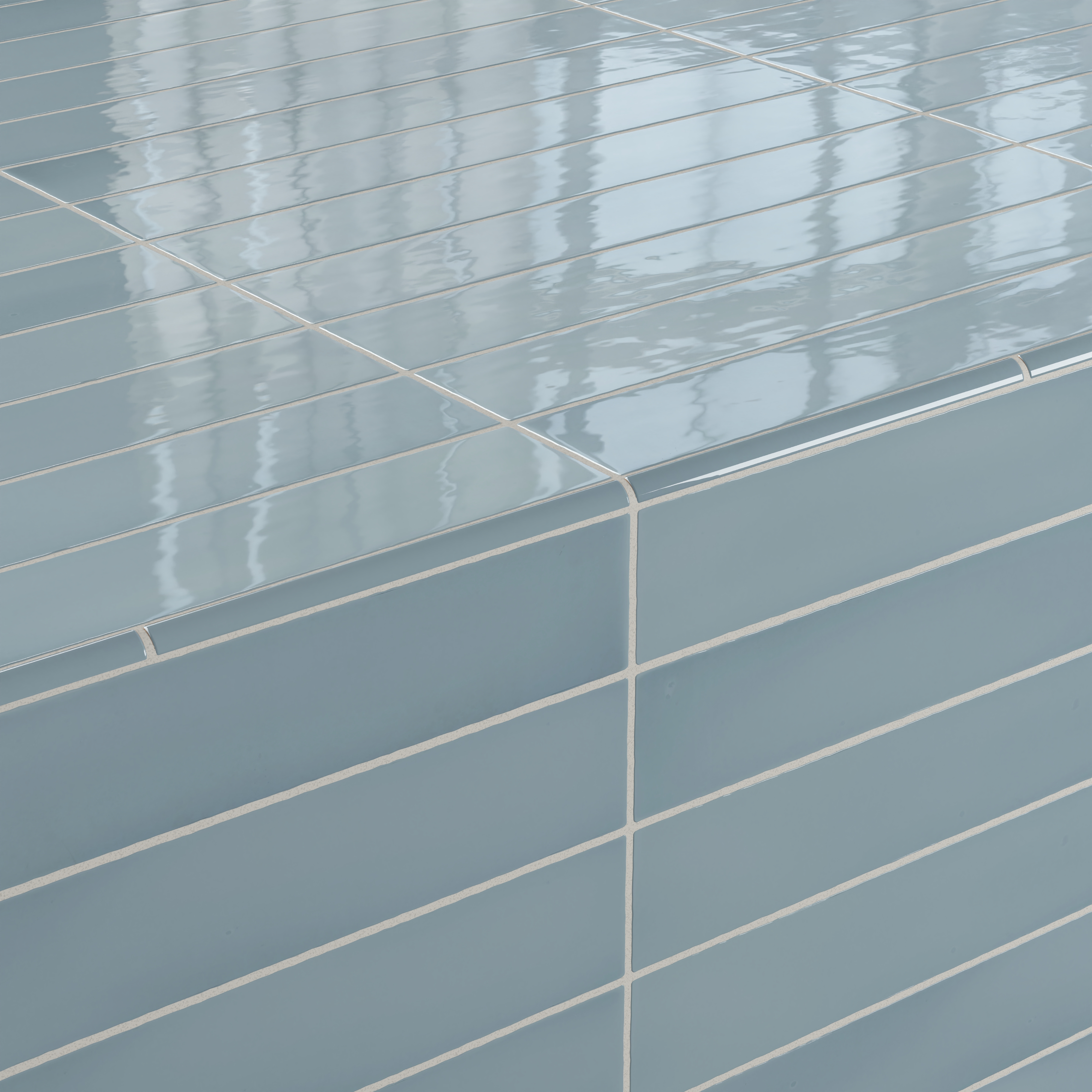 Maisie 0.5 x 8 Jolly Glossy Porcelain Tile in Ocean | Edward Martin