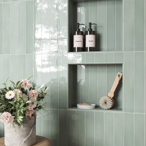 Maisie 0.5 x 8 Jolly Glossy Porcelain Tile in Pistachio