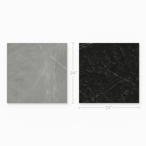 Leona 24 x 24 Checkerboard Matte Porcelain Tile in Amani Grey and Nero Marquina
