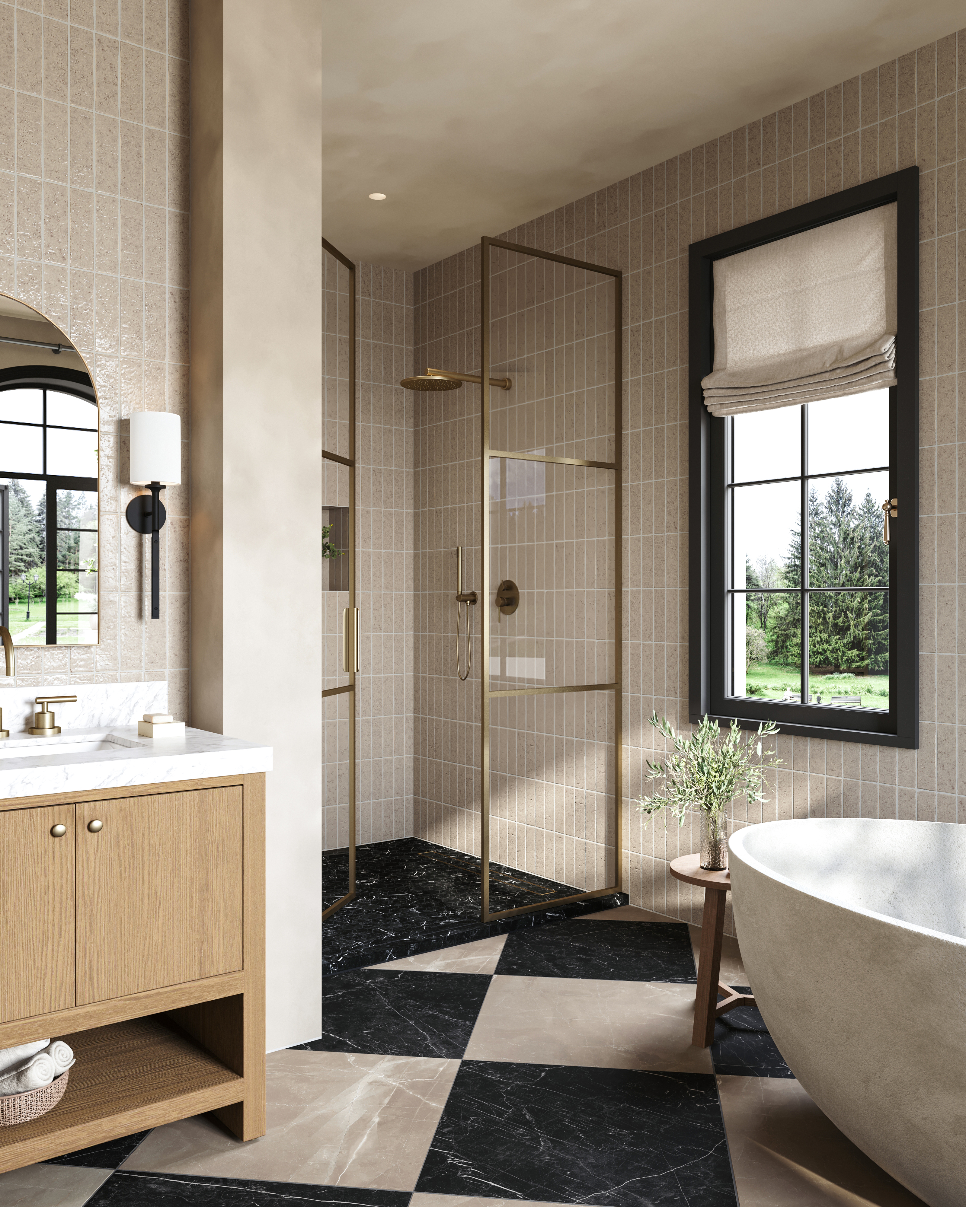 Leona 3 x 3 Matte Porcelain Hexagon Mosaic Tile in Nero Marquina