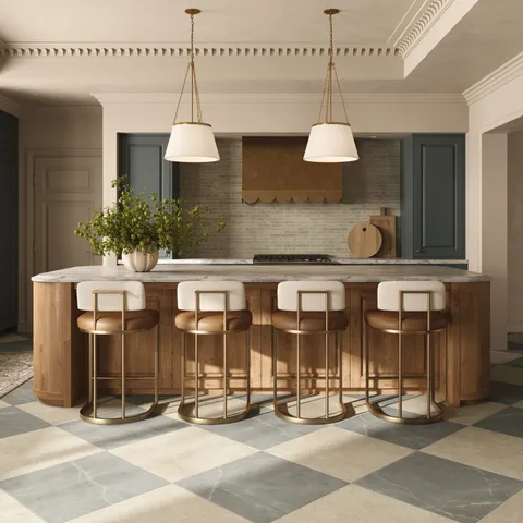 Leona 24 x 24 Checkerboard Matte Porcelain Tile in Amani Grey and Marfil