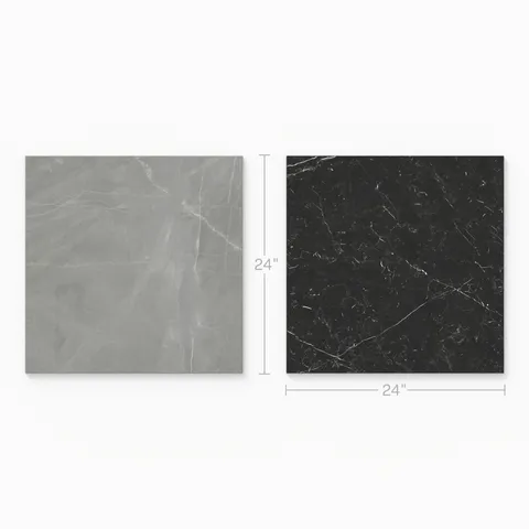 Leona 24 x 24 Checkerboard Polished Porcelain Tile in Amani Grey and Nero Marquina