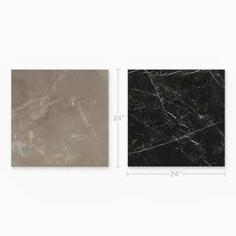 Leona 24 x 24 Checkerboard Polished Porcelain Tile in Amani Bronze and Nero Marquina