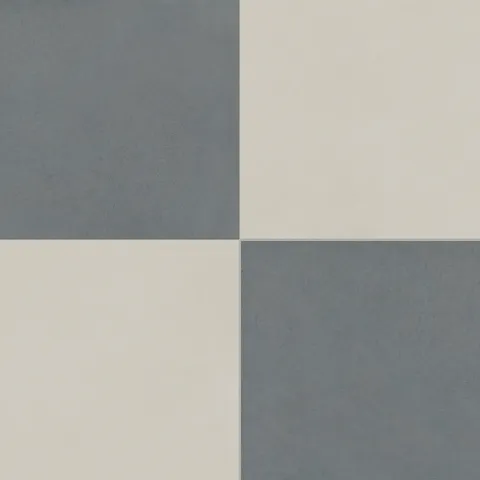 Palmer 24x24 checkerboard matte porcelain tile in white and ocean blue, featuring a smooth finish with vibrant contrasts for unique interior designs.