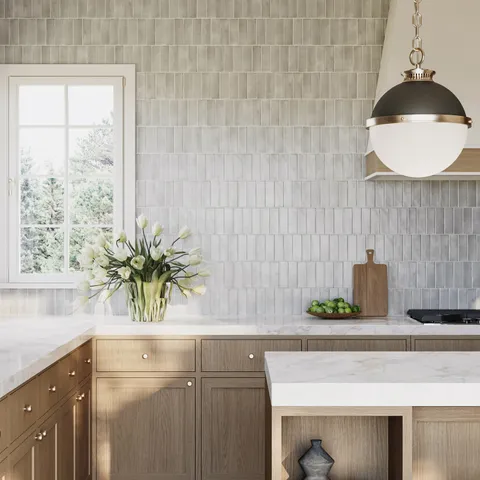 Natasha 2 x 6 Glossy Porcelain Tile in Amber Grey