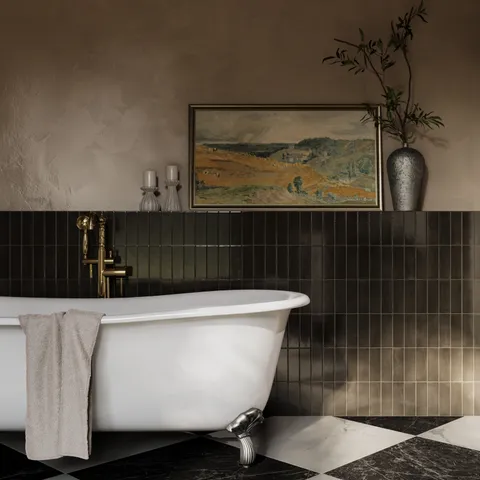 Natasha 2 x 6 Glossy Porcelain Tile in Coal