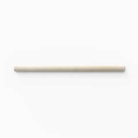 A 0.5x8 ceramic tile trim in off-white featuring a glossy finish, and softly curved profile for elegant edging.