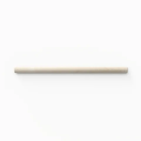 A 0.5x8 ceramic tile trim in pale beige, featuring a matte finish, and softly curved profile for elegant edging.