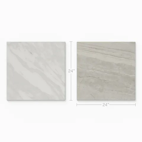 Blair 24 x 24 Checkerboard Polished Porcelain Tile in Volakas White and Oniciata Beige