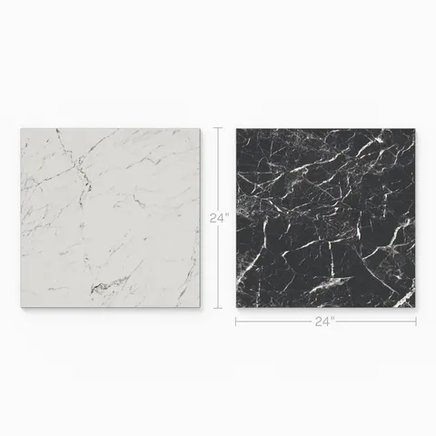 Blair 24 x 24 Polished Porcelain Tile in White Carrara and Marmo Black