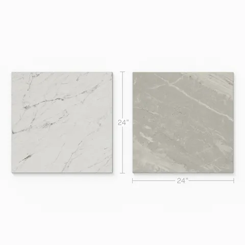 Blair 24 x 24 Polished Porcelain Tile in Oniciata Beige and White Carrara