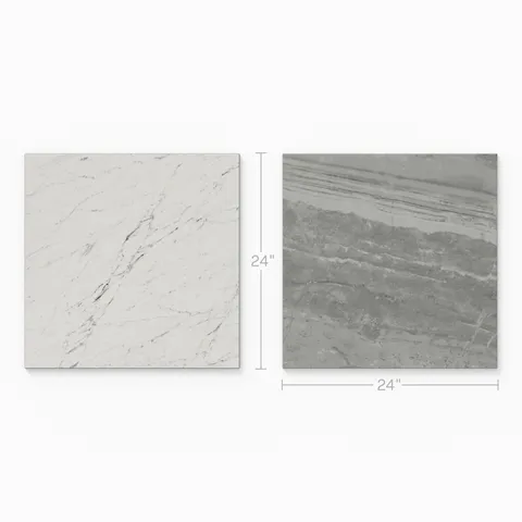 Blair 24 x 24 Polished Porcelain Tile in White Carrara and Oniciata Grey
