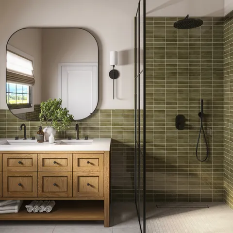 Natasha 2 x 6 Glossy Porcelain Tile in Army
