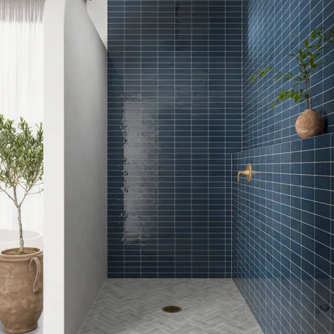 Jojo 2 x 6.3 Glossy Ceramic Tile in Denim