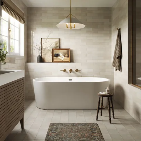 Claire 3 x 12 Glossy Ceramic Tile in Eggshell