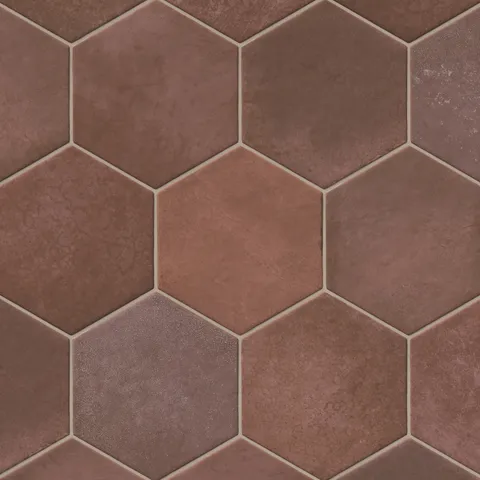 Juliet 7 x 8 Hexagon Matte Porcelain Tile in Rust