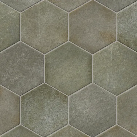 Juliet 7 x 8 Hexagon Matte Porcelain Tile in Olive