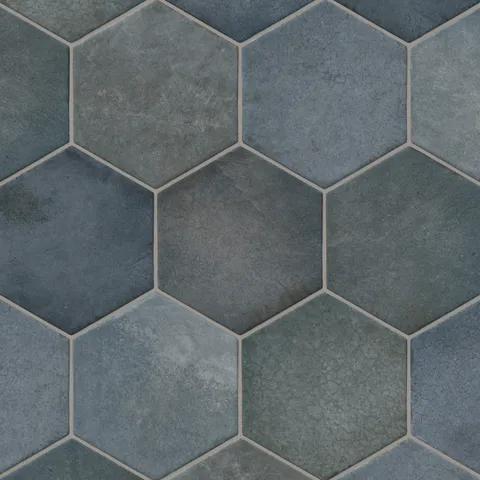 Juliet 7 x 8 Hexagon Matte Porcelain Tile in Denim
