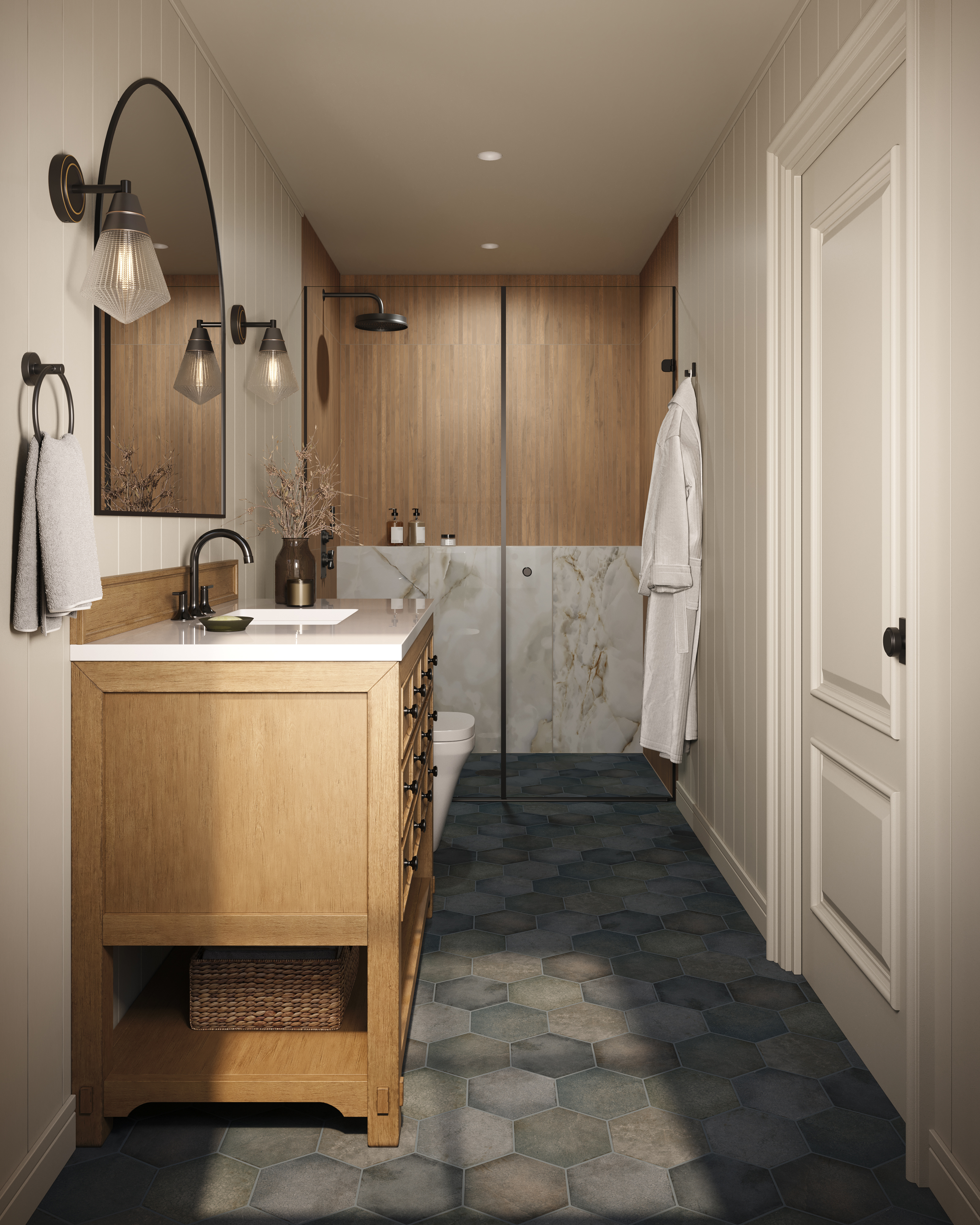 Juliet 7 x 8 Hexagon Matte Porcelain Tile in Denim | Edward Martin
