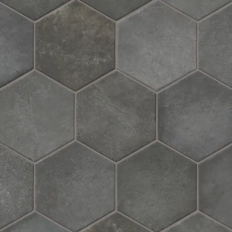 Juliet 7 x 8 Hexagon Matte Porcelain Tile in Iron