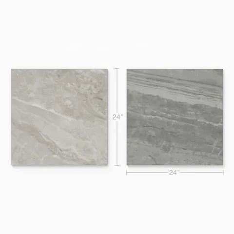 Blair 24 x 24 Checkerboard Polished Porcelain Tile in Oniciata Grey and Oniciata Beige