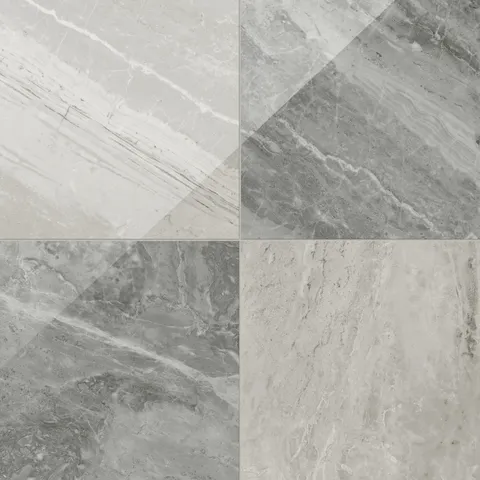 Blair 24 x 24 Checkerboard Polished Porcelain Tile in Oniciata Grey and Oniciata Beige