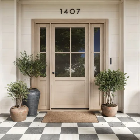 Wren 12 x 12 Checkerboard Grip 2cm Porcelain Paver Tile in Charcoal and Oat
