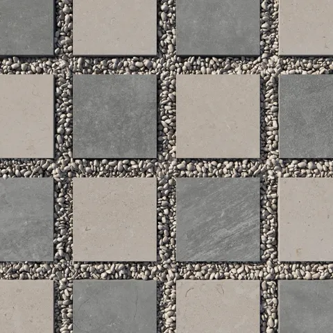 Wren 12 x 12 Checkerboard Grip 2cm Porcelain Paver Tile in Charcoal and Dune