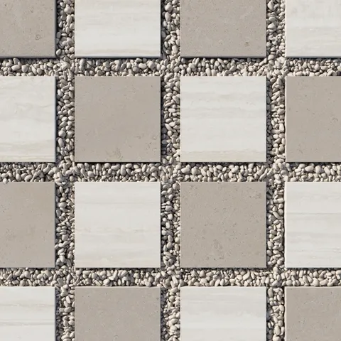 Wren 12 x 12 Checkerboard Grip 2cm Porcelain Paver Tile in Dune and Oat