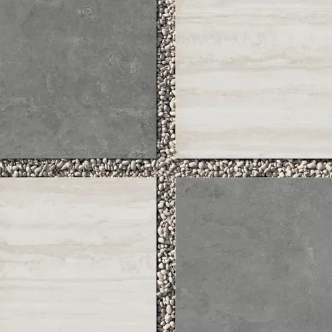 Wren 24 x 24 Checkerboard Grip 2cm Porcelain Paver Tile in Charcoal and Oat