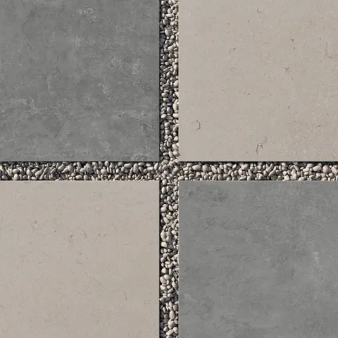 Wren 24 x 24 Checkerboard Grip 2cm Porcelain Paver Tile in Charcoal and Dune