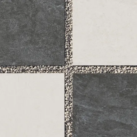Dawson 24 x 24 Checkerboard Grip 2cm Porcelain Paver Tile in Charcoal & Alabaster