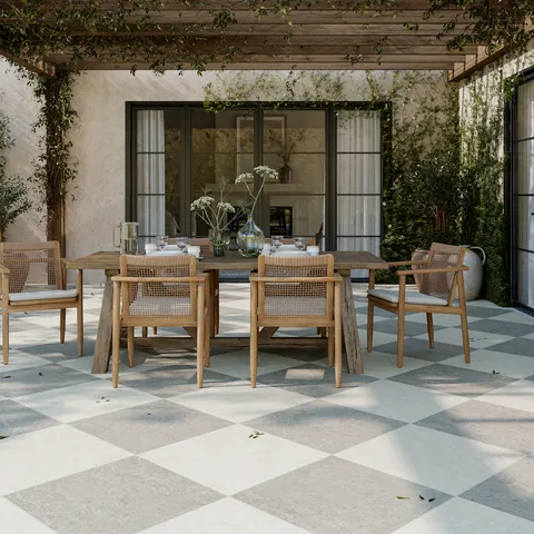 Dawson 24 x 24 Checkerboard Grip 2cm Porcelain Paver Tile in Millstone & Alabaster