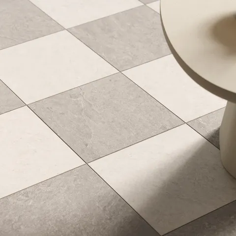 Dawson 24 x 24 Checkerboard Grip 2cm Porcelain Paver Tile in Pewter & Alabaster