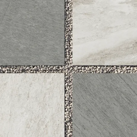 Carter 24 x 24 Checkerboard Grip 2cm Porcelain Paver Tile in Fossil & Stone