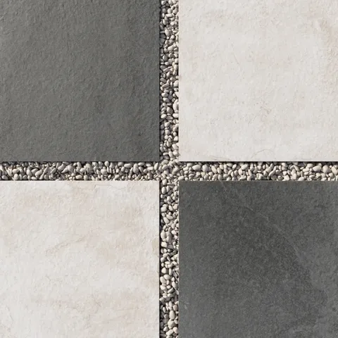 Bowden 24 x 24 Checkerboard Grip 2cm Porcelain Paver Tile in Charcoal & Oat