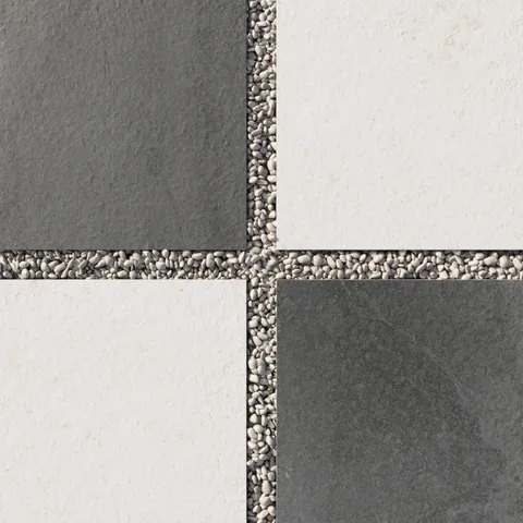 Bowden 24 x 24 Checkerboard Grip 2cm Porcelain Paver Tile in Charcoal & Canvas