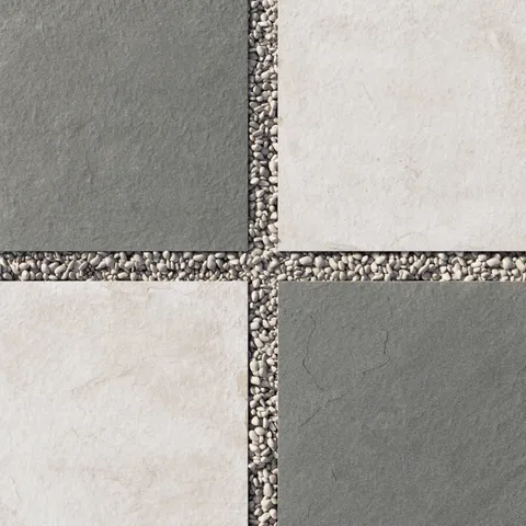 Bowden 24 x 24 Checkerboard Grip 2cm Porcelain Paver Tile in Multicolor & Oat