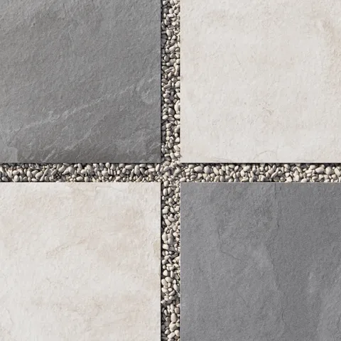 Bowden 24 x 24 Checkerboard Grip 2cm Porcelain Paver Tile in Graphite & Oat