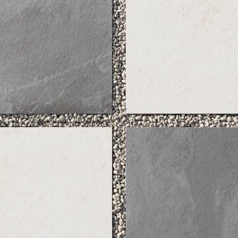 Bowden 24 x 24 Checkerboard Grip 2cm Porcelain Paver Tile in Graphite & Canvas