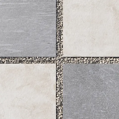 Bowden 24 x 24 Checkerboard Grip 2cm Porcelain Paver Tile in Slate & Oat