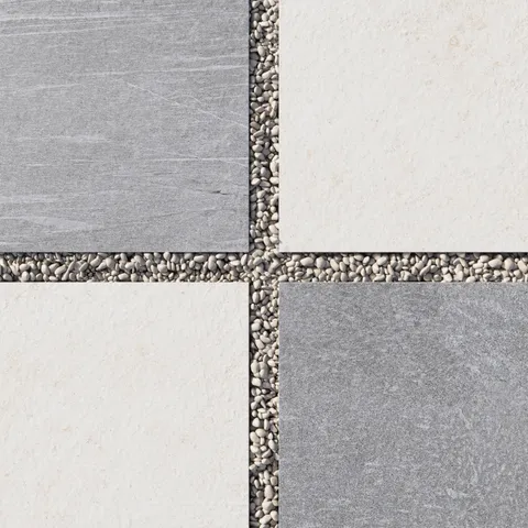 Bowden 24 x 24 Checkerboard Grip 2cm Porcelain Paver Tile in Slate & Canvas