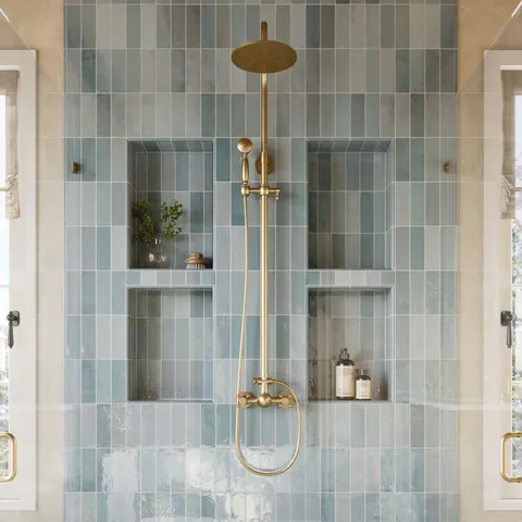 Jojo 2 x 6 Glossy Ceramic Tile in Aqua