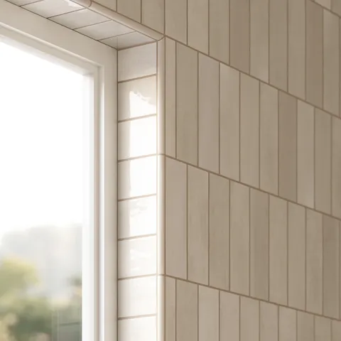 Cleo 0.43 x 6.3 Glossy Ceramic Rounded Edge Tile in Greige
