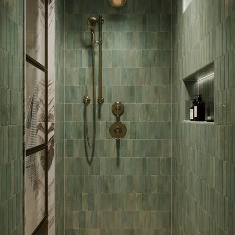 Cleo 0.43 x 6.3 Glossy Ceramic Rounded Edge Tile in Sage
